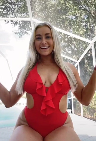 4. Fine Alexandria Knight Shows Cleavage in Sweet Red Swimsuit