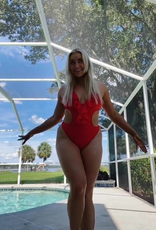 1. Wonderful Alexandria Knight in Red Swimsuit