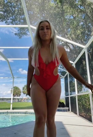 Wonderful Alexandria Knight in Red Swimsuit