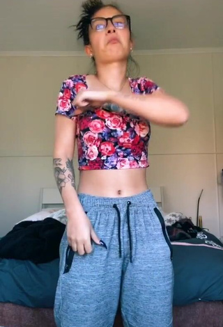 1. Hot Bianca Delvalle in Floral Crop Top and Bouncing Boobs