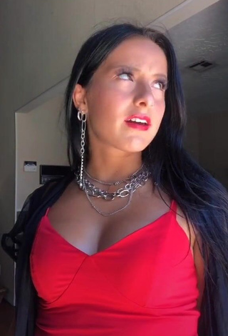 Sexy Brooke Sanchez Shows Cleavage in Red Crop Top