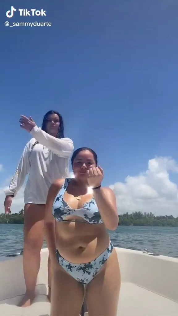Hot Sammy Duarte in Bikini on a Boat and Bouncing Big Boobs