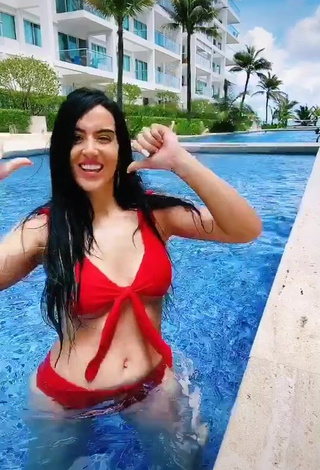 4. Sweet Adriana Valcárcel in Cute Red Bikini at the Pool