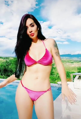 Hottest Adriana Valcárcel in Pink Bikini at the Swimming Pool