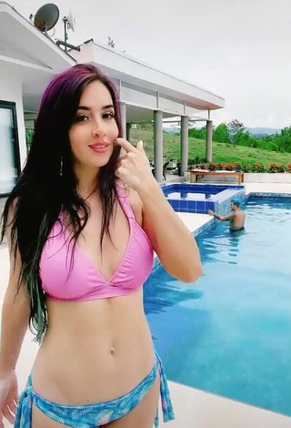 1. Hot Adriana Valcárcel in Pink Bikini Top at the Pool