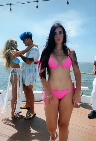 1. Sexy Adriana Valcárcel in Pink Bikini on a Boat