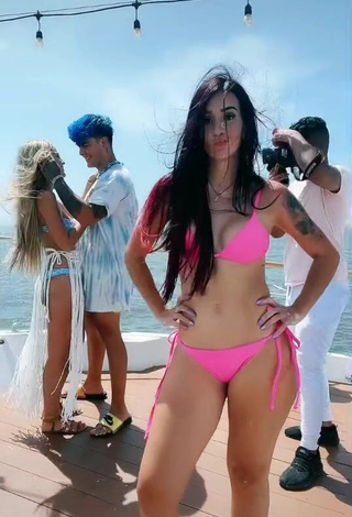 3. Sexy Adriana Valcárcel in Pink Bikini on a Boat