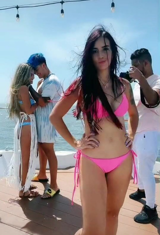 4. Sexy Adriana Valcárcel in Pink Bikini on a Boat