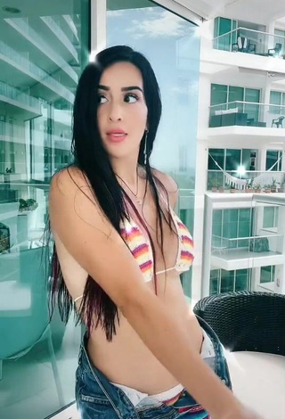 Sweetie Adriana Valcárcel in Striped Bikini Top