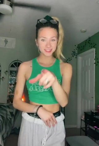 Cute Ali Mykal in Green Crop Top