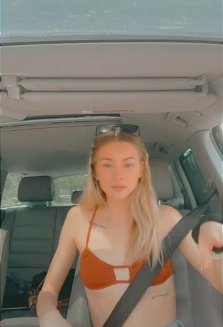 4. Sexy Ali Mykal in Orange Hot Top in a Car