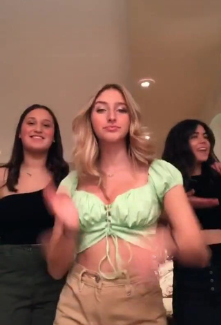 1. Beautiful Ally Jenna Shows Cleavage in Sexy Light Green Crop Top