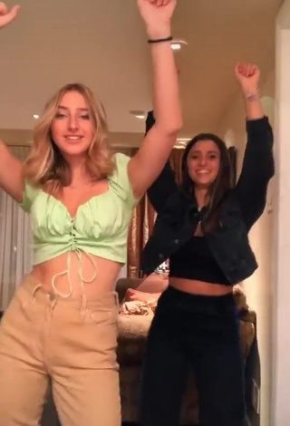 3. Cute Ally Jenna Shows Cleavage in Light Green Crop Top