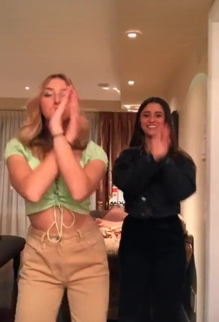 4. Cute Ally Jenna Shows Cleavage in Light Green Crop Top