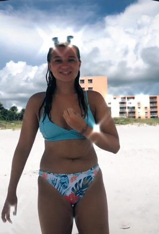 1. Beautiful Amanda Bober in Sexy Blue Bikini Top at the Beach