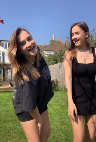 1. Hot Amber & Misha Lansberry in Black Skirt in a Street and Bouncing Tits