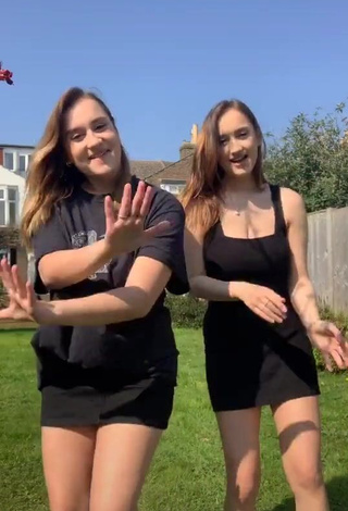 Hot Amber & Misha Lansberry in Black Skirt in a Street and Bouncing Tits