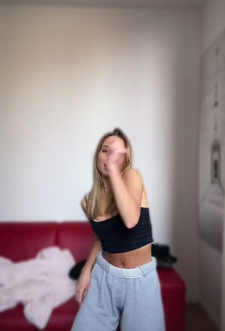 Desirable Ambra Cotti in Black Crop Top and Bouncing Boobs