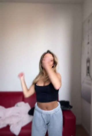 3. Desirable Ambra Cotti in Black Crop Top and Bouncing Boobs