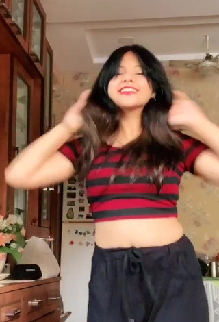 1. Hot Aneesah Ukani in Striped Crop Top