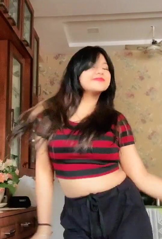 Hot Aneesah Ukani in Striped Crop Top