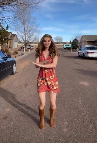 Hot Ariel Sadler in Floral Dress in a Street