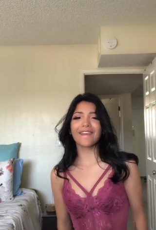 3. Sexy Ashley Valdez Shows Cleavage in Pink Bodysuit