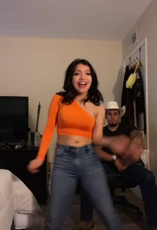 4. Cute Ashley Valdez in Orange Crop Top