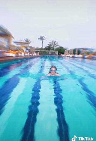 3. Hot Asya Burcum in Blue Swimsuit at the Swimming Pool