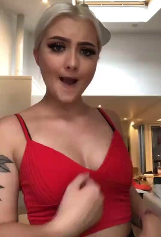 Erotic Lowri Rose-Williams Shows Cleavage in Red Crop Top