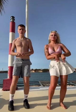 Sexy Lowri Rose-Williams in Pink Bikini Top at the Seafront