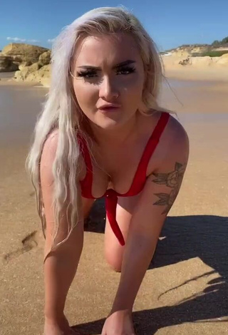 3. Amazing Lowri Rose-Williams Shows Cleavage in Hot Red Bikini at the Beach