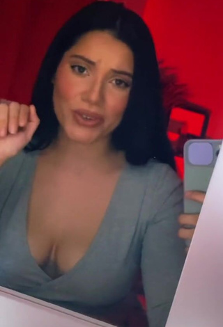 Sexy Leslie Marie Rosales Shows Cleavage in Grey Crop Top