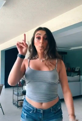 Seductive Bia Herrero in Grey Crop Top and Bouncing Boobs