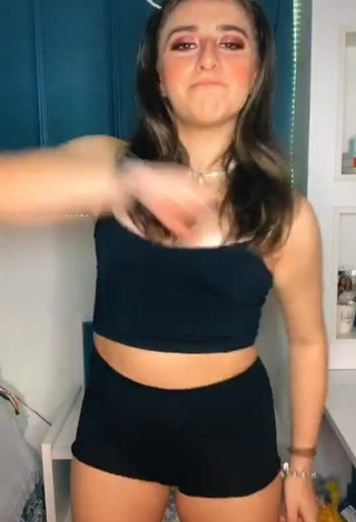 3. Sexy Bia Herrero in Black Crop Top and Bouncing Breasts