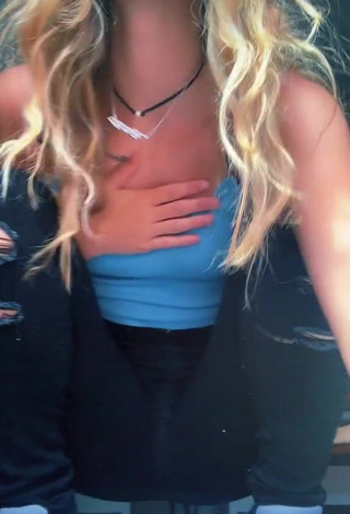 1. Sexy Bri Powell in Blue Crop Top