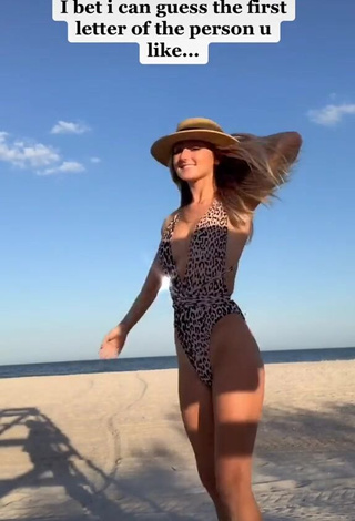 3. Desirable Brooklyn Gabby in Leopard Swimsuit at the Beach