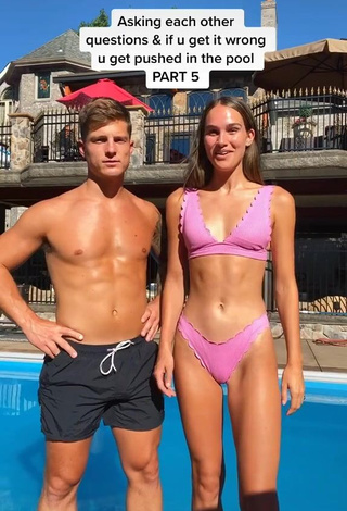 1. Sexy Abbie Herbert in Pink Bikini at the Swimming Pool