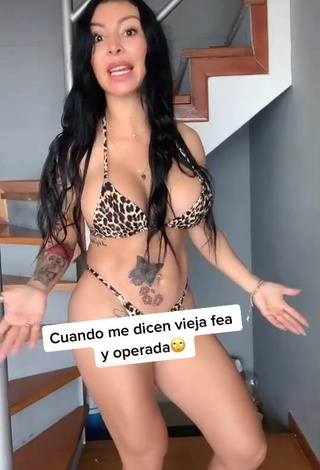 3. Sexy Adriana Espitia Shows Cleavage in Leopard Bikini