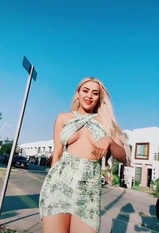 Amazing Alemia Rojas in Hot Snake Print Dress in a Street (Underboob)