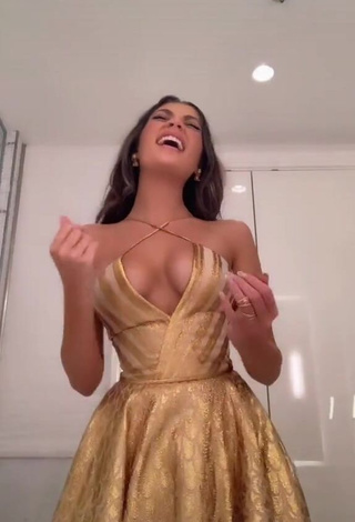 1. Sexy Amelie Zilber in Golden Dress (Side Boob)