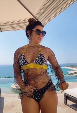 4. Hot Andrea Espada in Leopard Bikini Top at the Pool