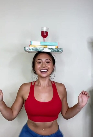 Cute Ashley Nocera in Red Crop Top while doing Belly Dance