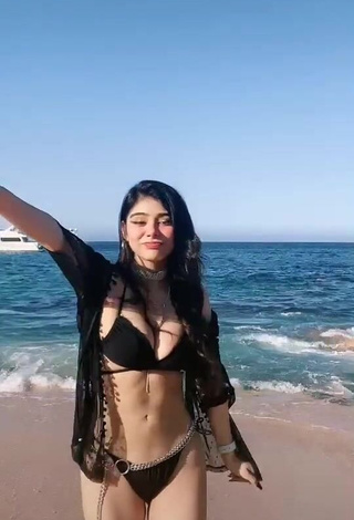 Sexy Aylin Criss in Black Bikini at the Beach