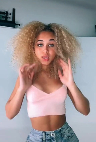 1. Hot Devyn Winkler in Pink Crop Top