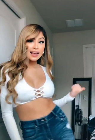 1. Magnetic Desiree Montoya Shows Cleavage in Appealing White Crop Top