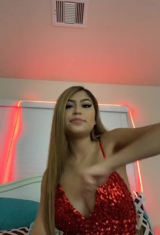 1. Sexy Desiree Montoya Shows Cleavage in Red Dress