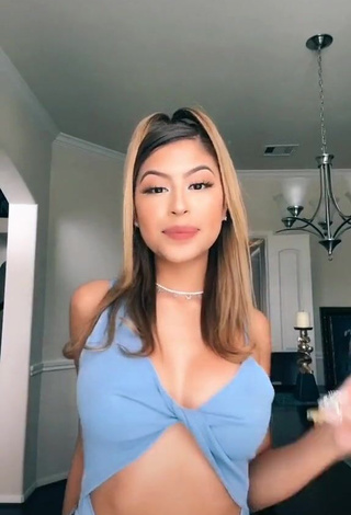 1. Desirable Desiree Montoya Shows Cleavage in Blue Bodysuit