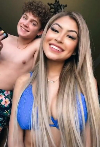 Hot Desiree Montoya Shows Cleavage in Blue Bikini Top