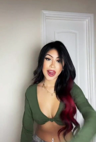 Elegant Desiree Montoya Shows Cleavage in Green Crop Top